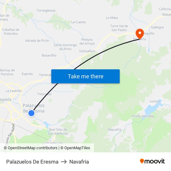 Palazuelos De Eresma to Navafría map
