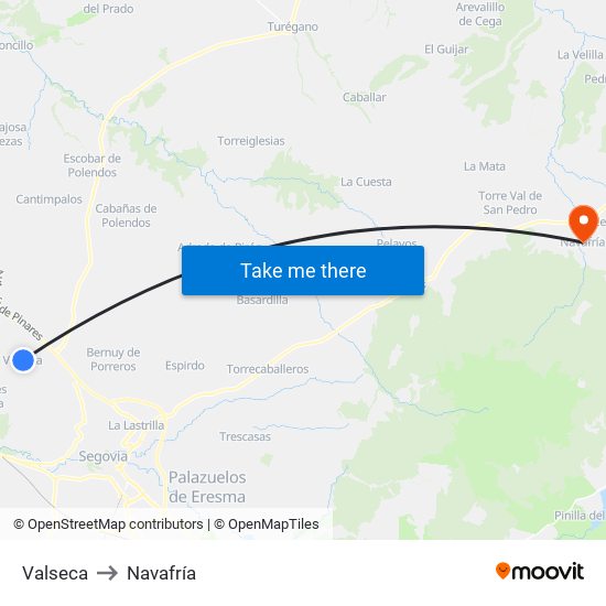 Valseca to Navafría map