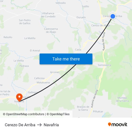 Cerezo De Arriba to Navafría map