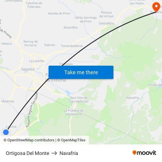 Ortigosa Del Monte to Navafría map