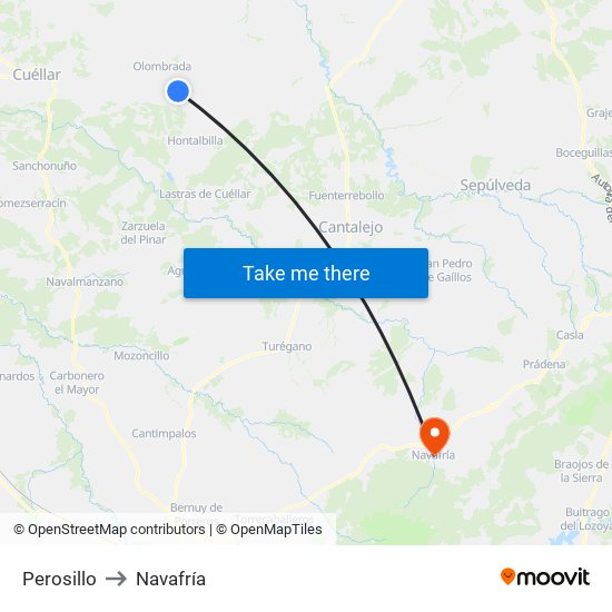 Perosillo to Navafría map