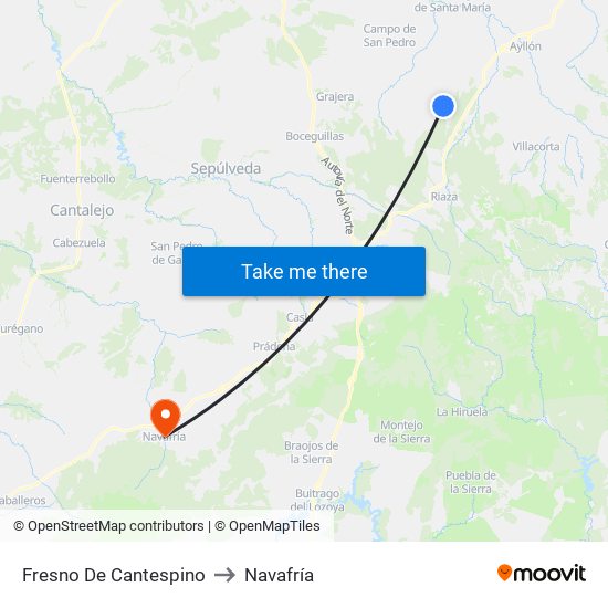 Fresno De Cantespino to Navafría map