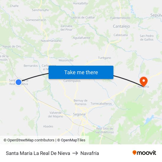 Santa María  La Real De Nieva to Navafría map