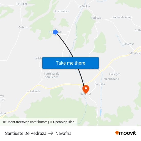 Santiuste De Pedraza to Navafría map