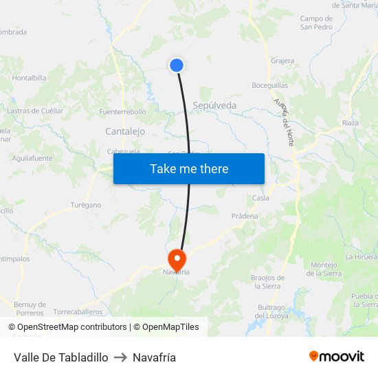 Valle De Tabladillo to Navafría map