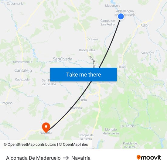 Alconada De Maderuelo to Navafría map