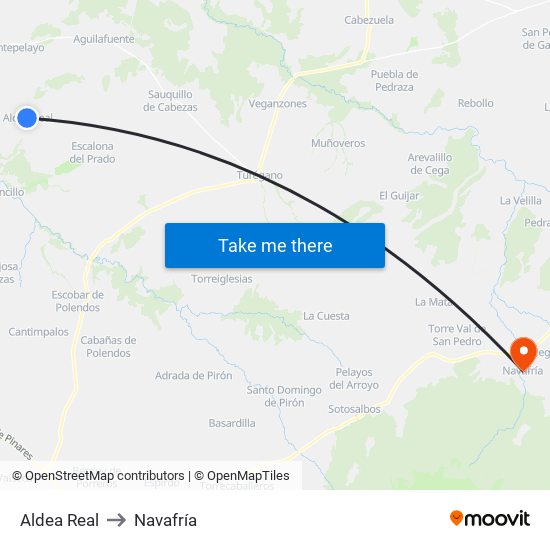 Aldea Real to Navafría map