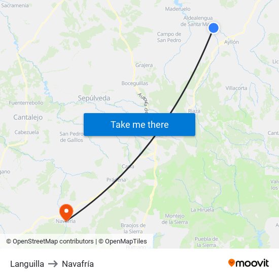 Languilla to Navafría map