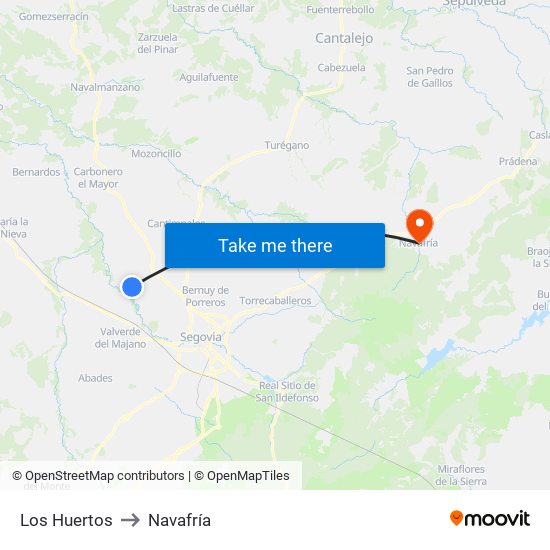 Los Huertos to Navafría map