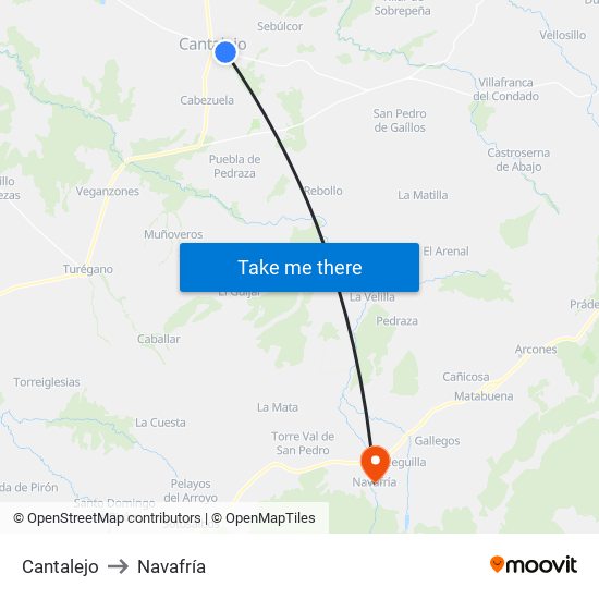 Cantalejo to Navafría map