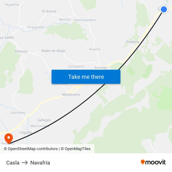 Casla to Navafría map
