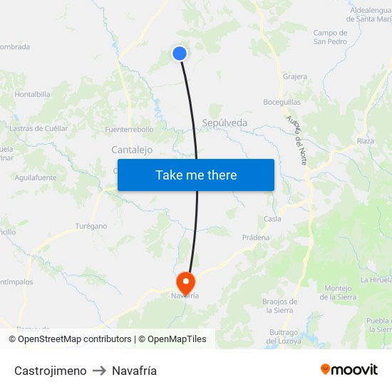 Castrojimeno to Navafría map