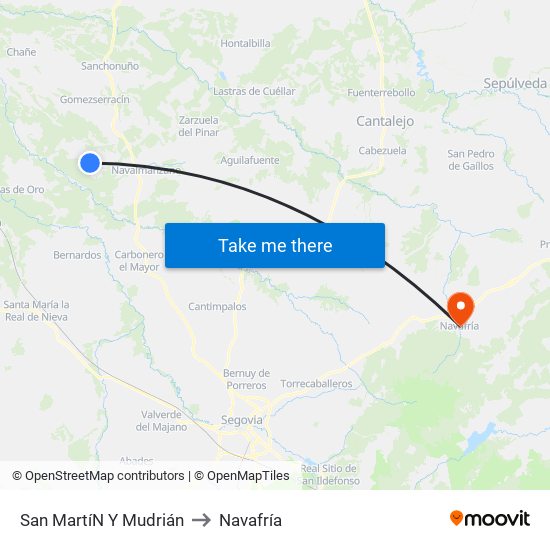 San Martí­N Y Mudrián to Navafría map