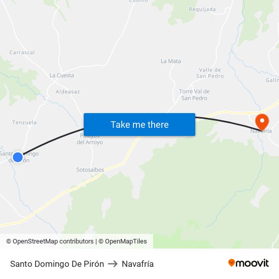 Santo Domingo De Pirón to Navafría map