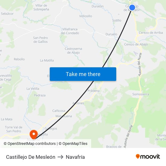 Castillejo De Mesleón to Navafría map