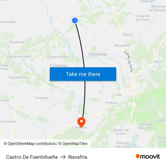 Castro De Fuentidueña to Navafría map