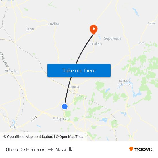 Otero De Herreros to Navalilla map