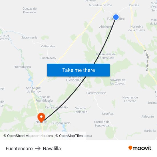 Fuentenebro to Navalilla map