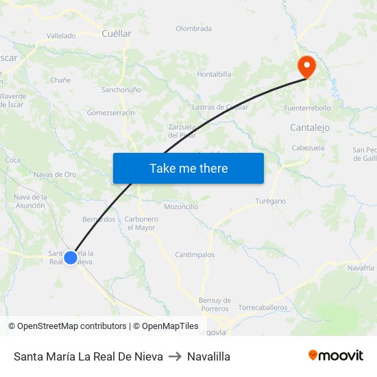 Santa María  La Real De Nieva to Navalilla map