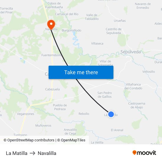 La Matilla to Navalilla map