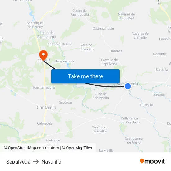 Sepulveda to Navalilla map