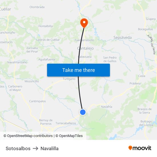 Sotosalbos to Navalilla map