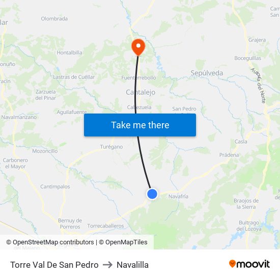Torre Val De San Pedro to Navalilla map