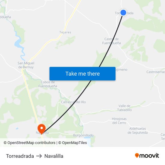 Torreadrada to Navalilla map