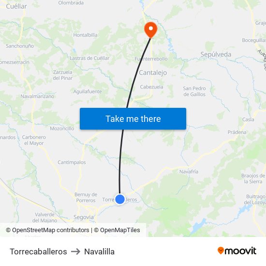 Torrecaballeros to Navalilla map