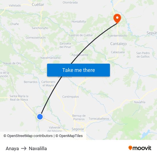 Anaya to Navalilla map