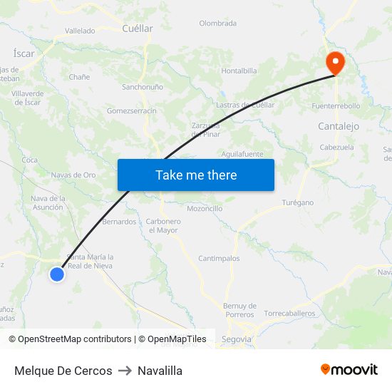 Melque De Cercos to Navalilla map