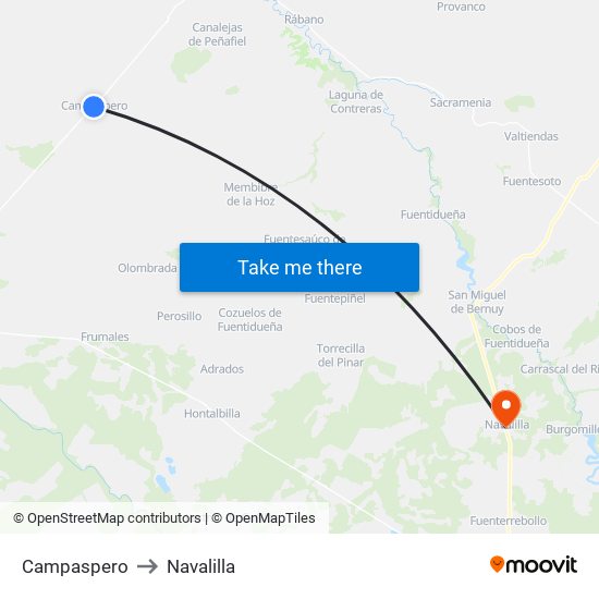 Campaspero to Navalilla map