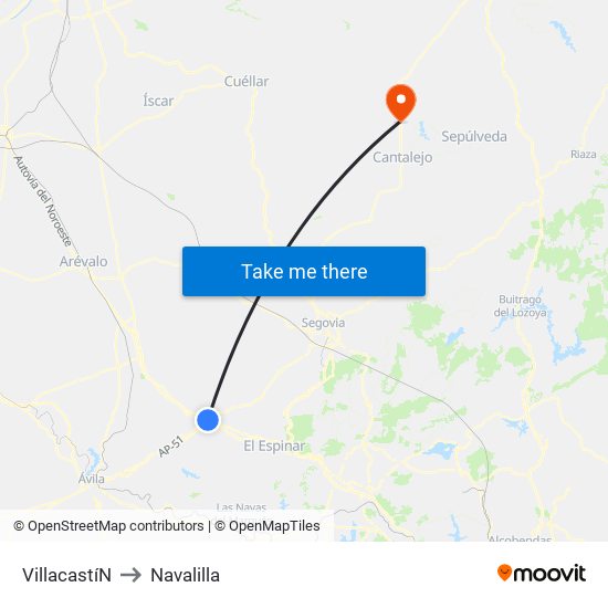 Villacastí­N to Navalilla map