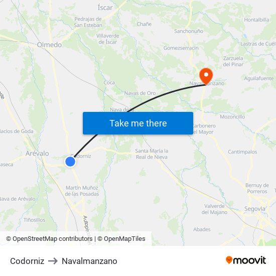 Codorniz to Navalmanzano map