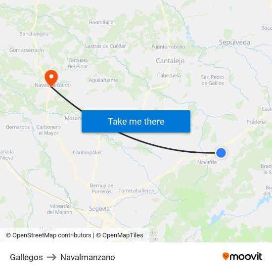 Gallegos to Navalmanzano map
