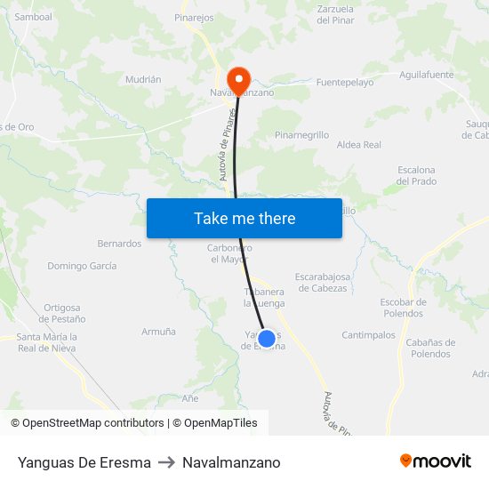 Yanguas De Eresma to Navalmanzano map