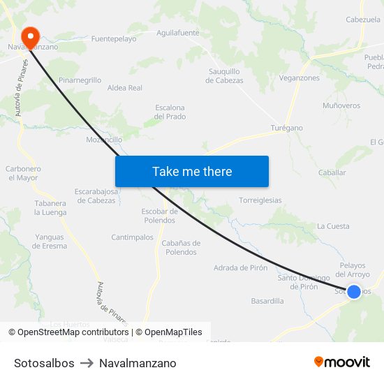 Sotosalbos to Navalmanzano map