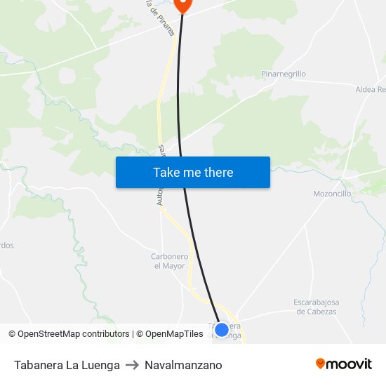 Tabanera La Luenga to Navalmanzano map