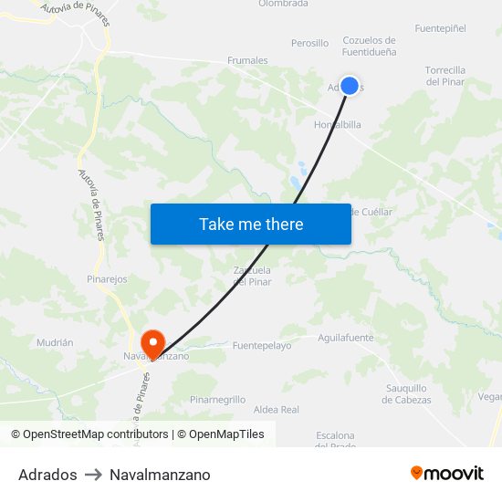 Adrados to Navalmanzano map