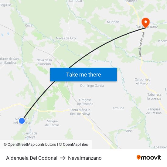 Aldehuela Del Codonal to Navalmanzano map