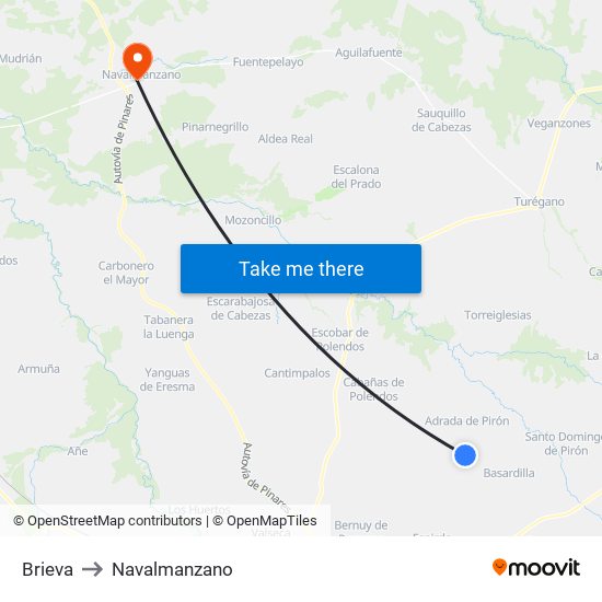 Brieva to Navalmanzano map