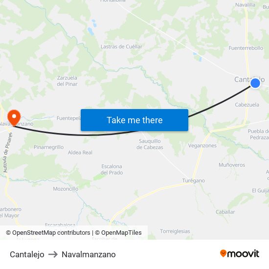 Cantalejo to Navalmanzano map