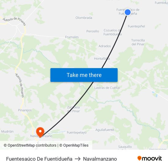 Fuentesaúco De Fuentidueña to Navalmanzano map
