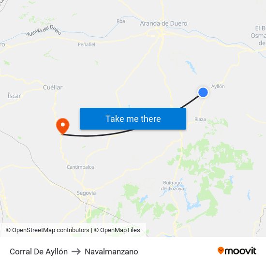 Corral De Ayllón to Navalmanzano map