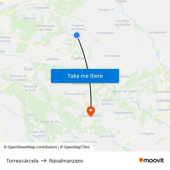 Torrescárcela to Navalmanzano map