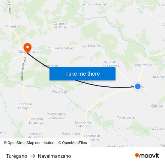 Turégano to Navalmanzano map