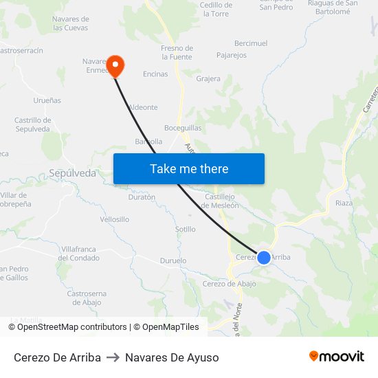 Cerezo De Arriba to Navares De Ayuso map