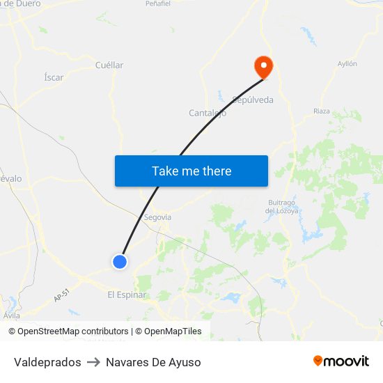 Valdeprados to Navares De Ayuso map