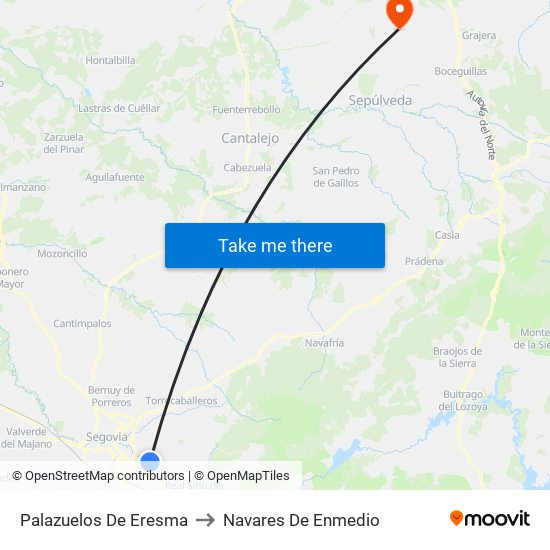 Palazuelos De Eresma to Navares De Enmedio map
