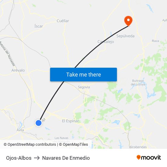 Ojos-Albos to Navares De Enmedio map
